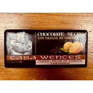 CHOCOLATE NEGRO CON NARANJA CASA WENCES 125GR. CHOCOLATE NEGRO CON NARANJA CASA WENCES 125GR.